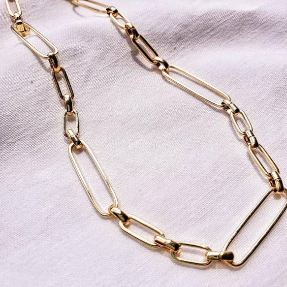 Drop Baroque Pearl × Oval Chain Choker Necklace（セット） 5枚目の画像