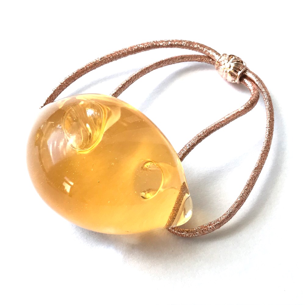 オレンジシルクの髪留めブレスPG