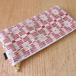 北欧手織りのポーチ〜赤 1枚目の画像