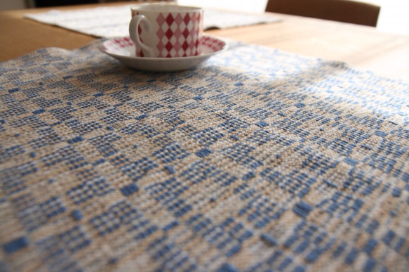 北欧手織りのランチョンマット〜ブルー系 5枚目の画像