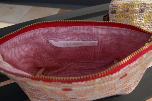 北欧手織りのポーチ〜ピンク系 2枚目の画像