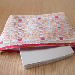 北欧手織りのポーチ〜ピンク系 4枚目の画像