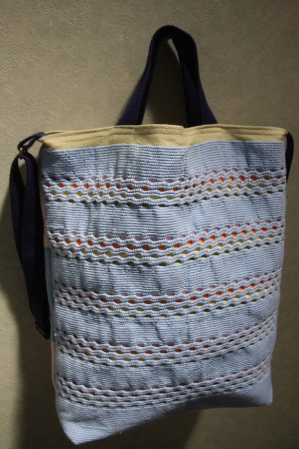 スウェーデン手織りのトートバッグ(blue) 7枚目の画像