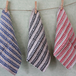 手織りワッフル織のハンカチ 2枚目の画像