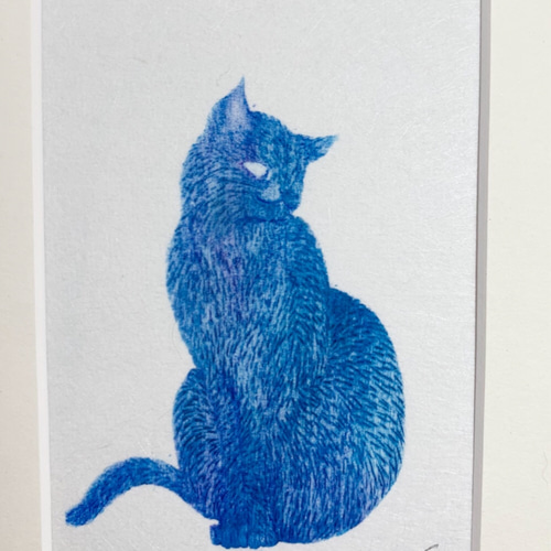 猫　絵画　天然木の額付き 原画「眠る猫」※木製額縁入り(18×18㎝フレーム） 猫・猫の絵