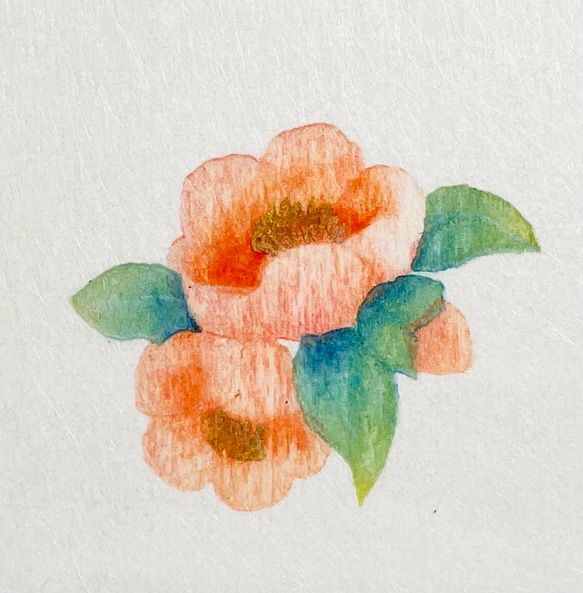 四季を彩る花版画　額付き　木瓜の花　ホワイト額 2枚目の画像