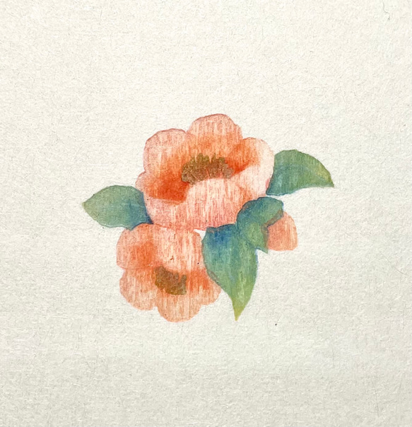 四季を彩る花版画　額付き　木瓜の花　ホワイト額 4枚目の画像