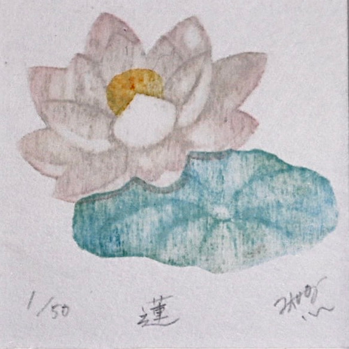 四季を彩る花版画 蓮 額付き ホワイト額 版画 かさね 通販