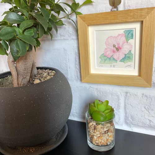 四季を彩る花版画 芙蓉 額付き 木製額 版画 かさね 通販