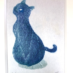 小さな猫の木版画　インテリアやプレゼントにぴったり 7枚目の画像