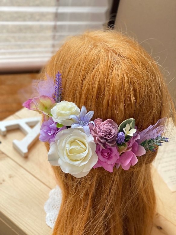 ヘッドドレス☆紫×白 1枚目の画像