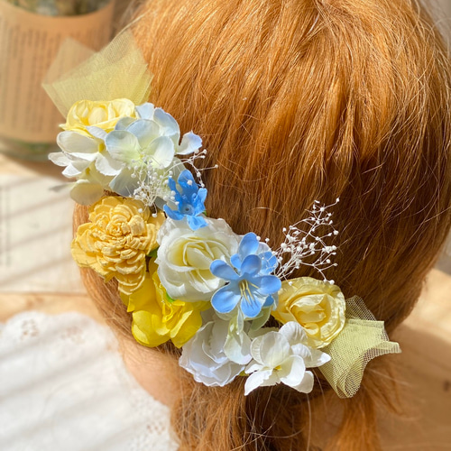 水色×イエロー　髪飾り　ヘッドドレス ゆめかわ 水色 髪飾り ヘッドドレス ヘッドドレス（アクセサリー