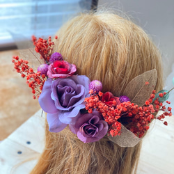 ヘッドドレス☆赤×紫 2枚目の画像