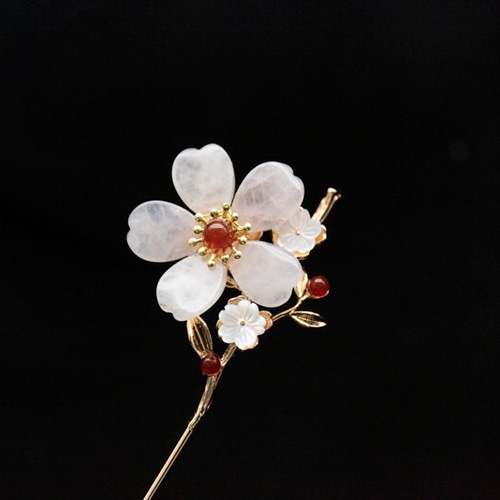 ローズクォーツの桜のかんざし 簪 かんざし JOS(注文製作発送