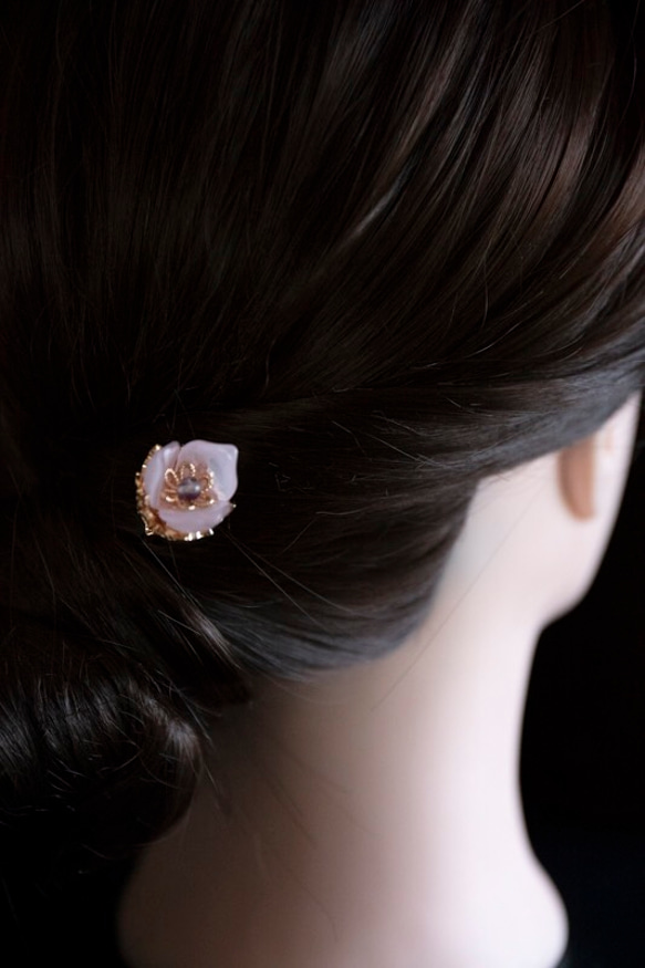 桃の花　蕾　簪　髪飾り　かんざし　和装髪飾り　ヘアアクセサリー 13枚目の画像
