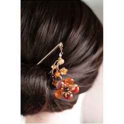 天然石メノウによる花のかんざし　簪　ヘアアクセサリー　髪飾り 5枚目の画像