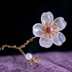ローズクォーツの桜のかんざし 和装髪飾り　簪 2枚目の画像
