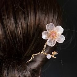 ローズクォーツの桜のかんざし 和装髪飾り　簪 9枚目の画像
