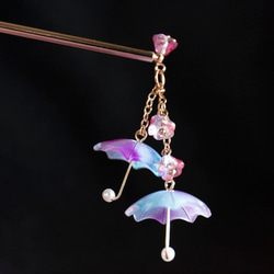 紫陽花色の傘のかんざし　アンブレラ　　簪　 1枚目の画像