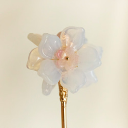 白いお花のかんざし　チェコガラス　 9枚目の画像