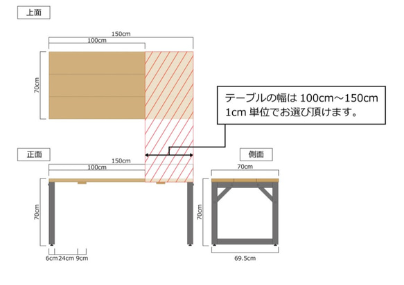 アイアンテーブル ハウストンＩＴシリーズ 天板セット [it1s]セミオーダー 7枚目の画像