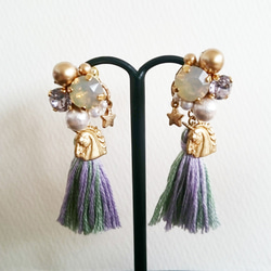 tassel&bijou＊ピアス【unicorn】 2枚目の画像