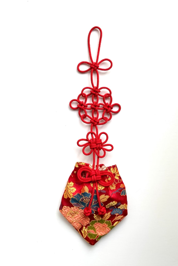 かりろく（掛け香）花　赤（wall-hanging incense bag)　 1枚目の画像