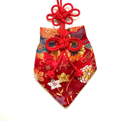 かりろく（掛け香）牡丹柄  赤（wall-hanging incense bag)　 2枚目の画像