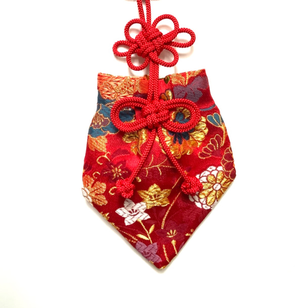 かりろく（掛け香）牡丹柄  赤（wall-hanging incense bag)　 2枚目の画像