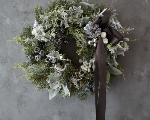 クリスマスリース シルバーとホワイトの輝き クリスマスギフト アートフラワー クリスマスリース シルバーとホワイトの輝き クリスマスギフト