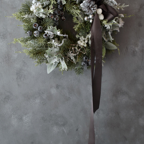 ホワイトローズのクリスマススリース／光触媒フラワー×シルバーリーフ