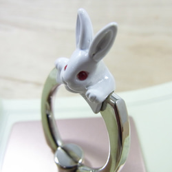 【Animal】スマホ・リング　-1002　ウサギ　ホワイト 1枚目の画像