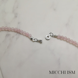 Pink Quartz&Crystal cross necklace 4mm 35~55cm Luxury handma 4枚目の画像
