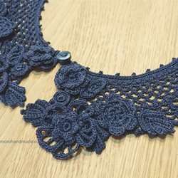 日系蕾絲造型領 深藍navy (現貨) 手織 精緻 造型搭配 假領子 氣質 外搭 第2張的照片