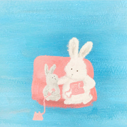 【ピンク・ブルー】うさぎのきもち ポストカード 2枚セット 2枚目の画像