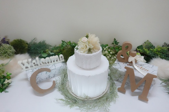 ドーム型花飾り [純白ホワイト]　バースデーケーキやウエディングボードの飾りに 5枚目の画像
