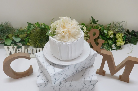 ドーム型花飾り [純白ホワイト]　バースデーケーキやウエディングボードの飾りに 7枚目の画像