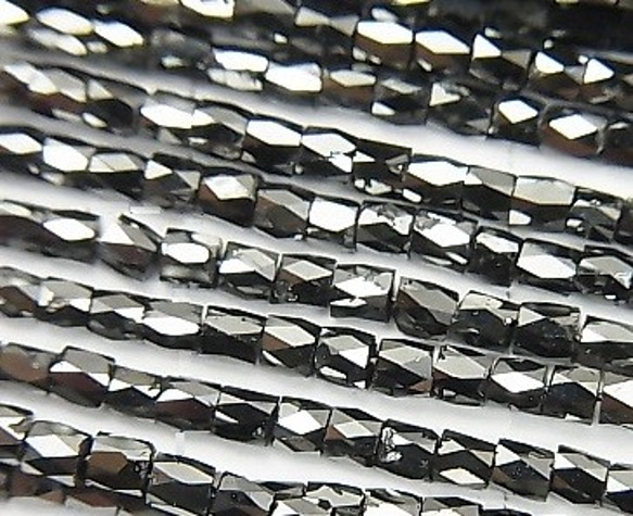 天然ブラックダイヤモンド　チューブカット　ビーズ　1/4連（約9cm）　ID:51919 1枚目の画像