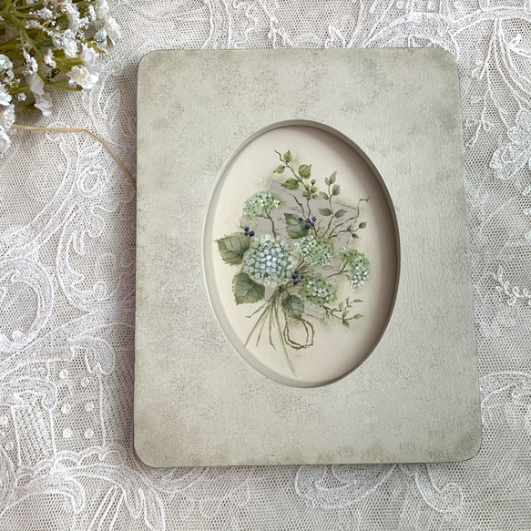 トールペイント 、アンティークな紫陽花のプレート その他インテリア