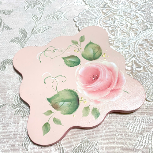 トールペイント作品コースタートレー トールペイント 作品 お盆 トレイ コースター フルーツ トレー お盆