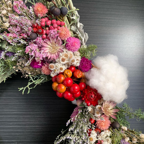 飾り フラワー 無農薬 12.無農薬自家栽培ドライフラワー含むしめ縄正月