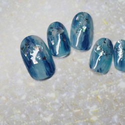 シェルがキラキラブルーのニュアンスネイルチップ ネイルチップ