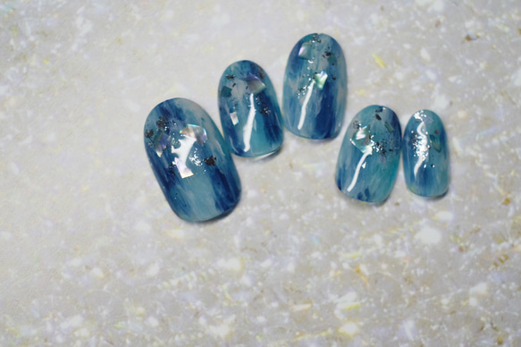 No.327 ネイルチップ　ジェルネイル　葡萄　　青　ニュアンス　キラキラ　秋 No.327 ネイルチップ ジェルネイル 葡萄 青 ニュアンス キラキラ