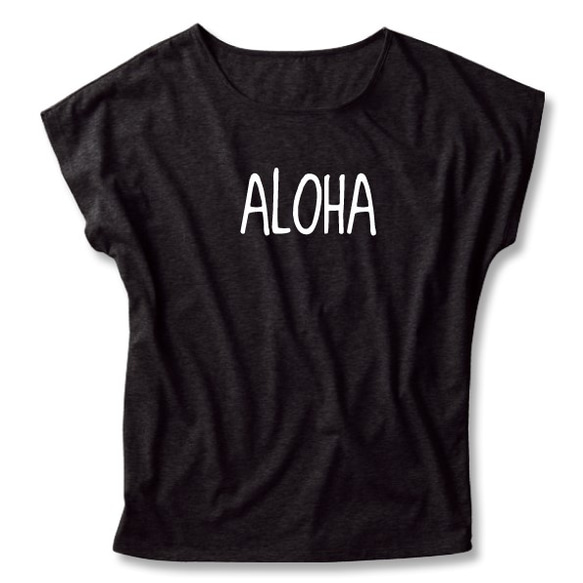 ALOHA ドルマンTシャツ　ブラック 1枚目の画像