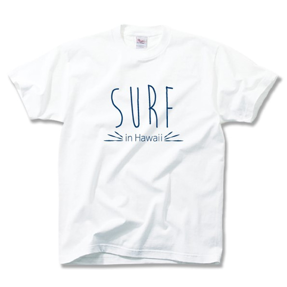 SURF in Hawaii 白Tシャツ（男女兼用） 1枚目の画像