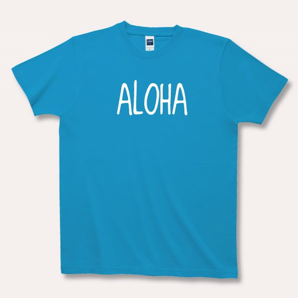 ALOHA ターコイズTシャツ　S（男女兼用） 1枚目の画像