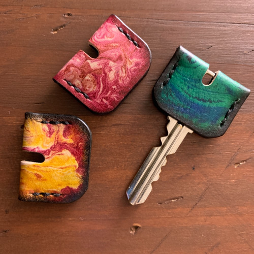 送料無料！マーブリング/キーカバー/キーケース/グラデーションレザー  