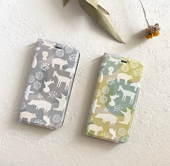 スマホケース手帳型【iPhone】森のともだち-natural 9枚目の画像