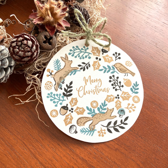 クリスマスカード/森のリース 1枚目の画像