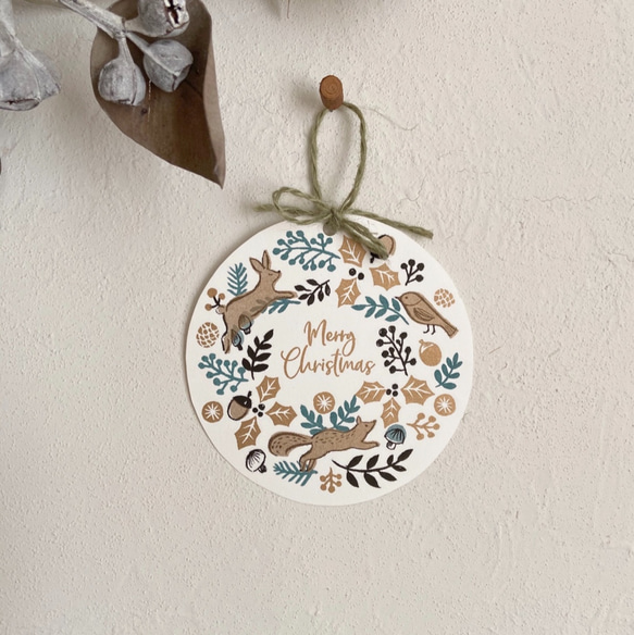 クリスマスカード/森のリース 8枚目の画像